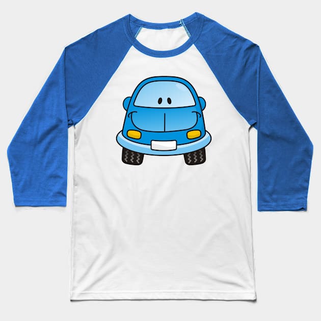 Blue Cartoon Car Baseball T-Shirt by sifis